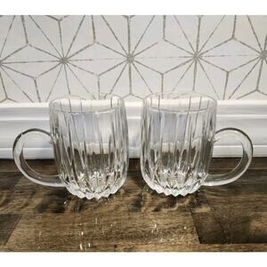 (2)Vintage MIKASA PARK LANE -Mug-Lead Crystal-Irish Coffee-Beer-12oz volume